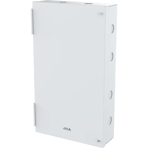 White AXIS TA9201 Wall Mount Enclosure viewed from its left angle.