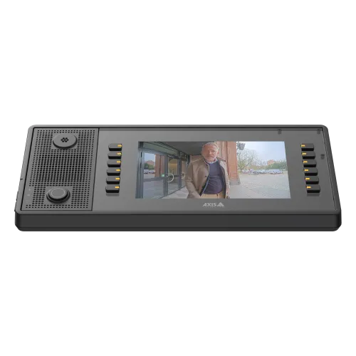 Black AXIS C6110 Network Paging Console video view from front