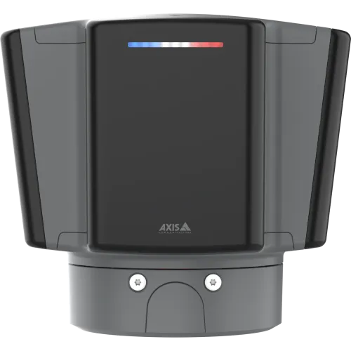 AXIS D2124-VE Radar en negro, visto desde la parte frontal con LED policial