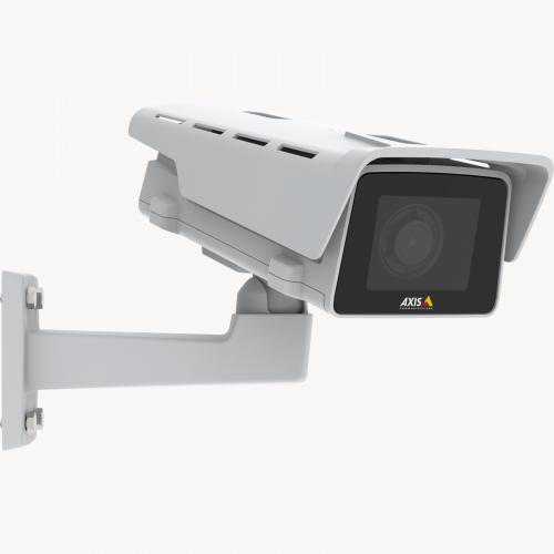 IP-камера AXIS M1137-E IP Camera оснащена технологиями Lightfinder и Forensic WDR. Показан вид устройства под углом справа.