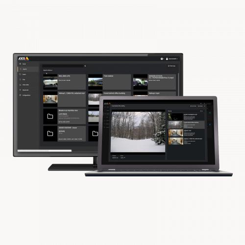 画面にAXIS Case Insightが表示されているノートパソコン。
