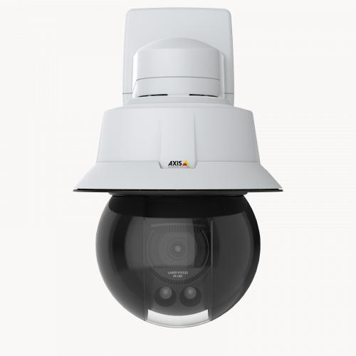 AXIS Q6315-LE IP Camera montada en la pared y vista desde el frente.
