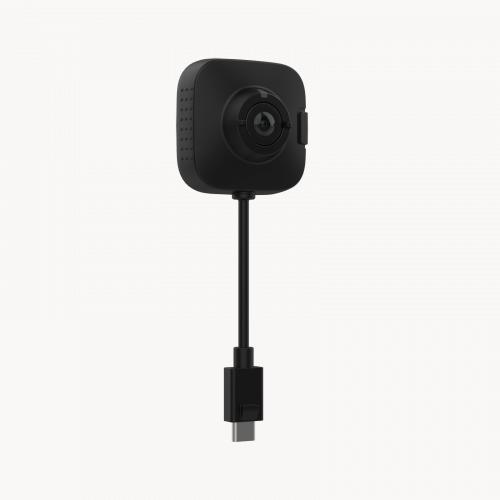 AXIS TW1201 Body Worn Mini Cube Sensor in black color, viewed from its right angle