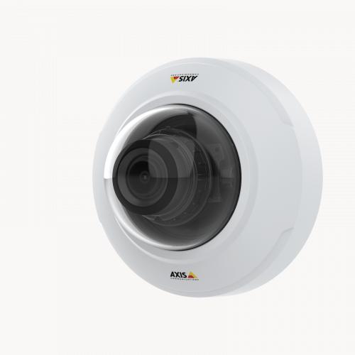 AXIS M4216-V Dome Camera mounted on wall from left angle