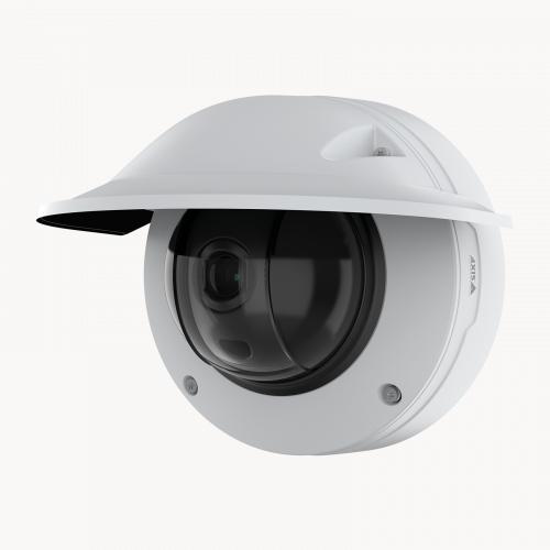 AXIS TQ3808-E Weathershield with network camera, viewed from its left angle