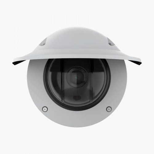 AXIS Q3536-LVE Dome Camera, con schermo di protezione dalle intemperie, vista da davanti