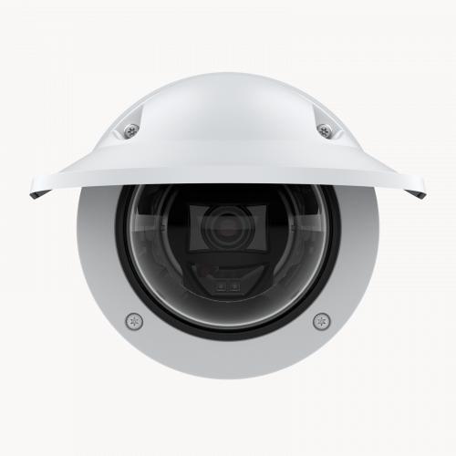 AXIS P3265-LVE Dome Camera with weathershield mounted on wall from front