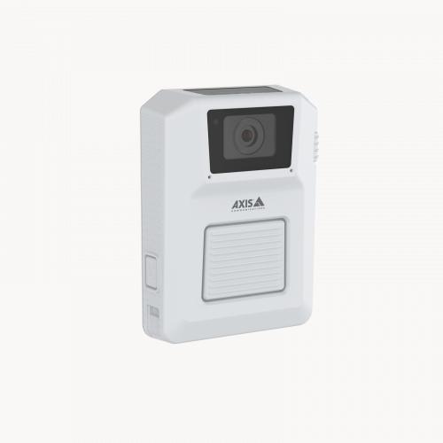 AXIS W101 Body Worn Camera en color blanco, vista desde el ángulo derecho