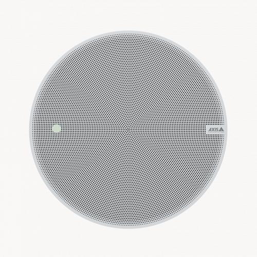 AXIS C1211-E Network Ceiling Speaker – Vorderansicht des grauen Netzwerklautsprechers