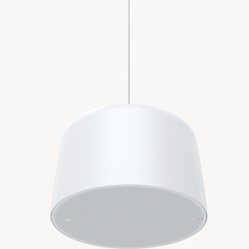 AXIS C1510 Network Pendant Speaker, mounted in the ceiling with a wire