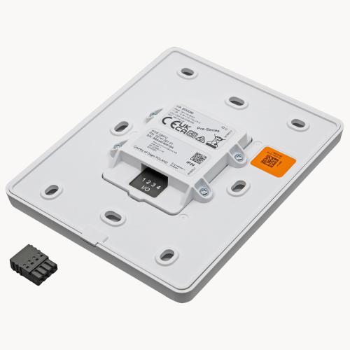 White volume controller for wall mount. C8310 is viewed from its right.
