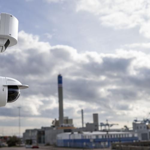 radar and panoramic camera mounted on pole