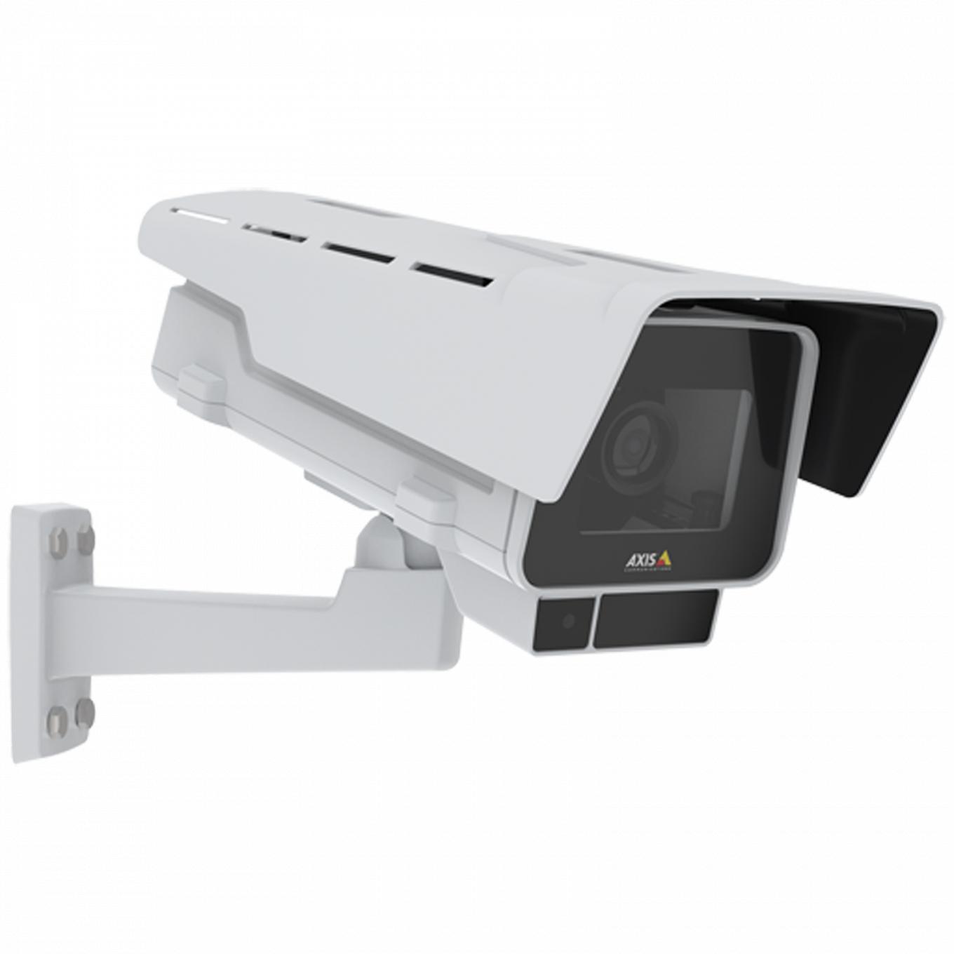 AXIS P1378-LE IP Camera è dotata di stabilizzatore elettronico dell'immagine e OptimizedIR. Il dispositivo è visto dal suo angolo destro.