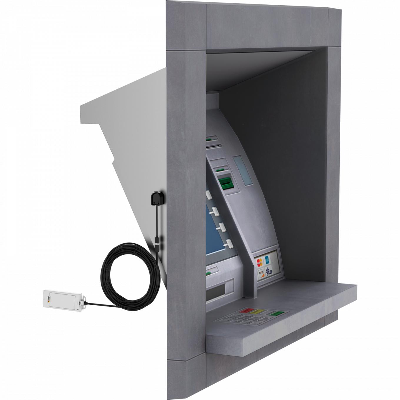 ATMに設置したAXIS P1264 (左から見た図)