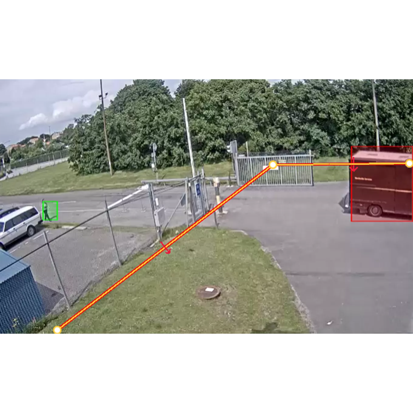 Funzionalità AXIS Fence Guard che si visualizza in ambienti esterni
