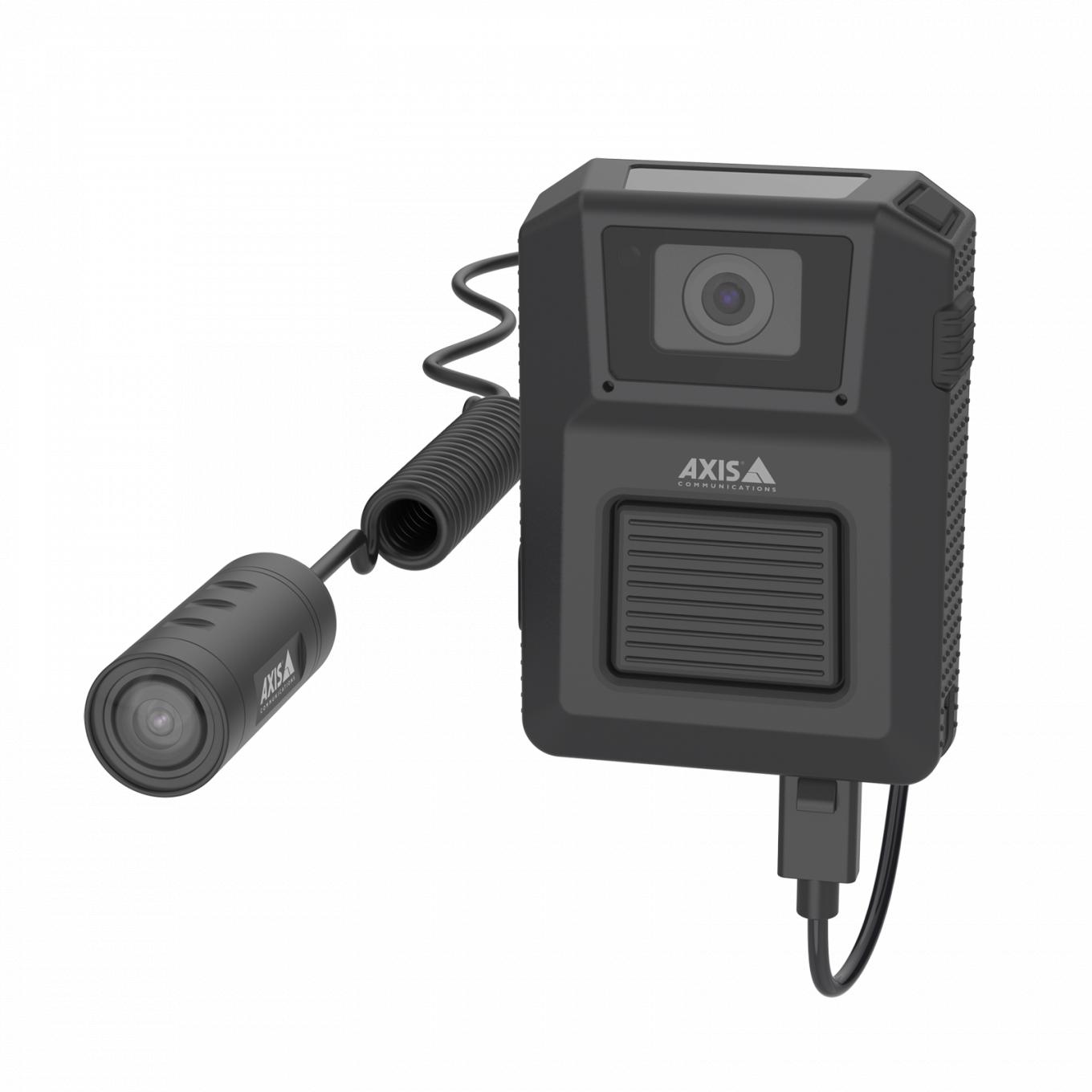 Оптический блок цилиндрической формы AXIS TW1200 Body Worn Bullet Sensor с камерой, вид под углом слева