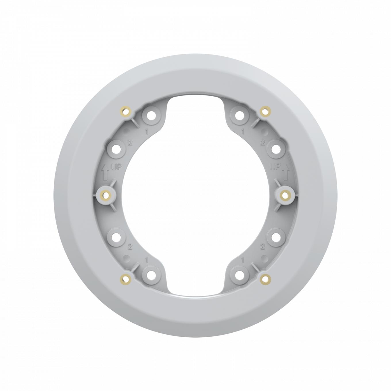 흰색 AXIS TP1601 Adapter Plate 액세서리를 정면에서 본 모습.