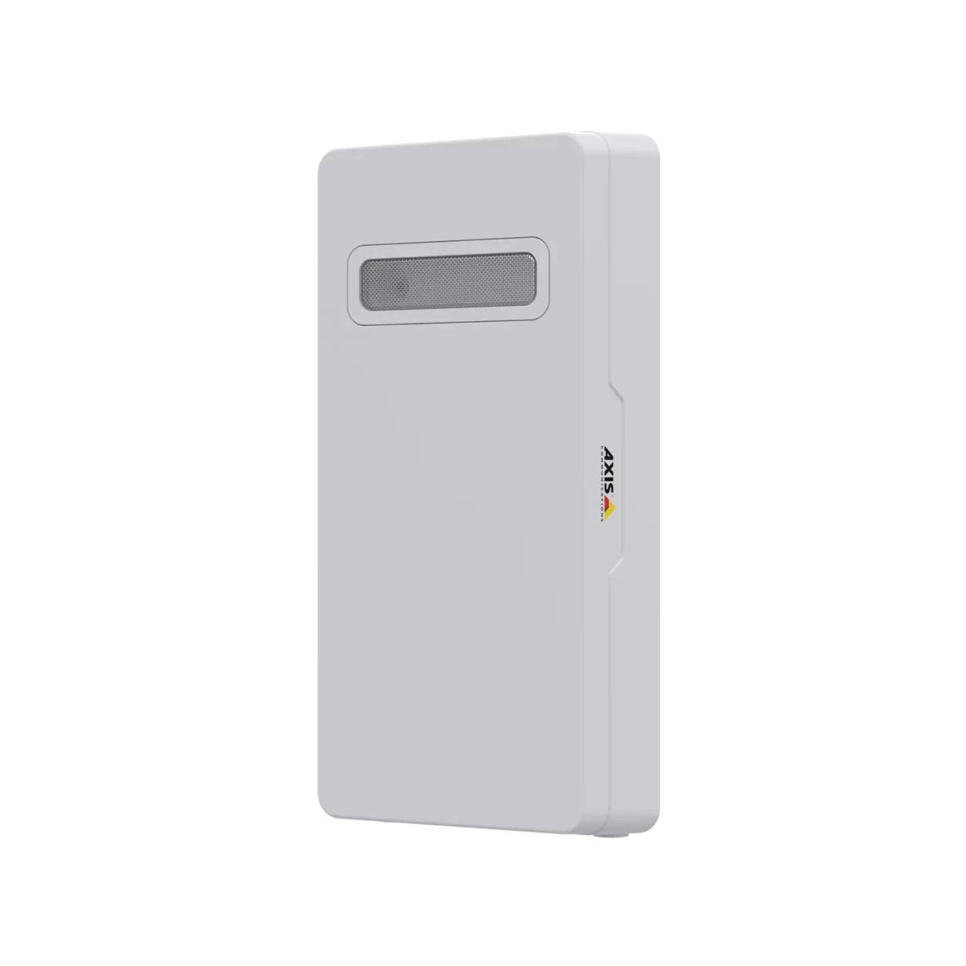 White microphone box with the axis logo on its side