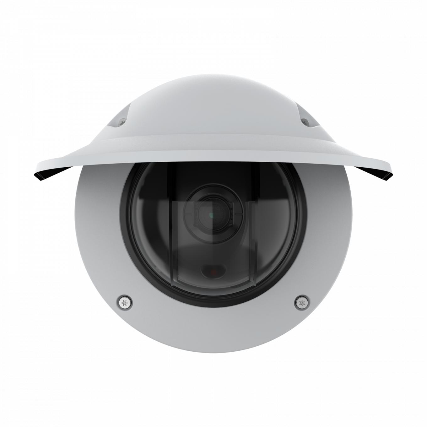 AXIS Q3536-LVE Dome Camera with weathershield, viewed from its front