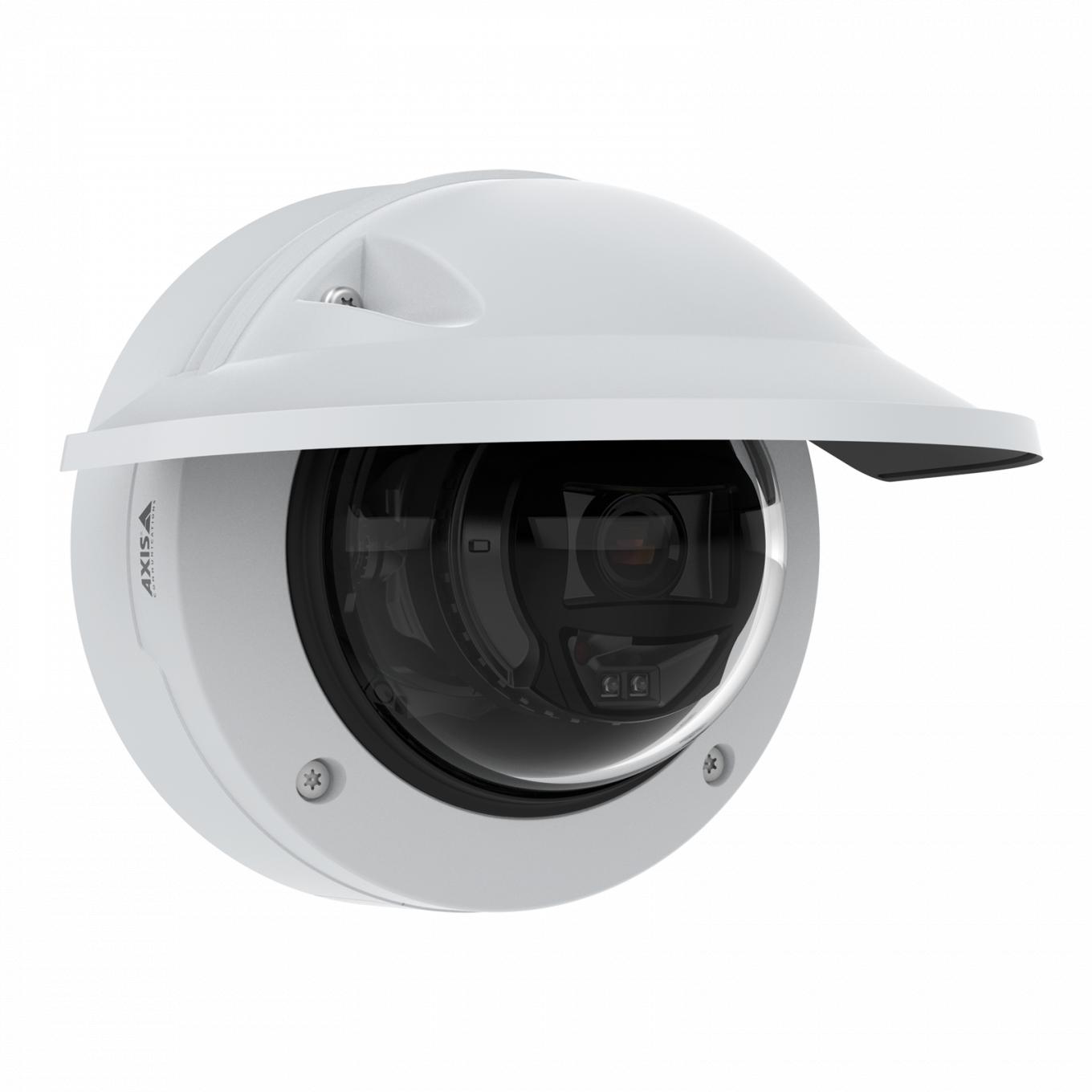 AXIS P3265-LVE Dome Camera con schermo di protezione dalle intemperie montata a parete da destra