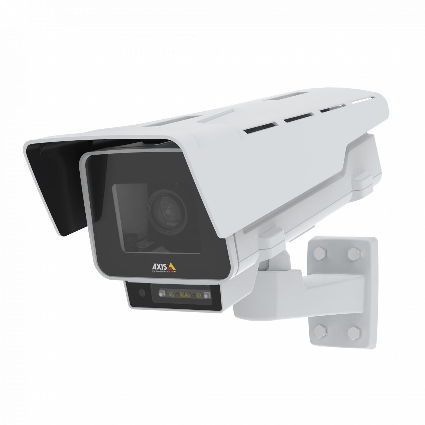AXIS TQ1902-E IR Illuminator KiT attachded to camera AXIS P1375-E. White cover with black details.