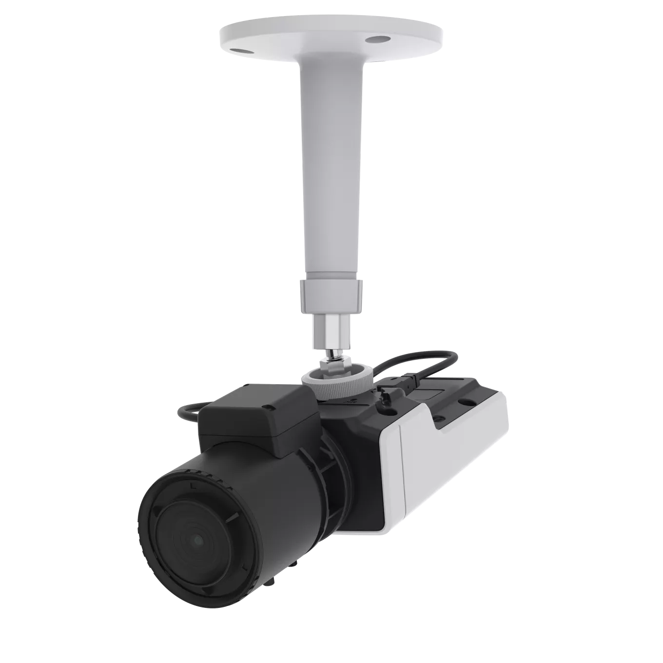 AXIS M1137 Mk II Box Camera hanging from the ceiling and viewed from the top