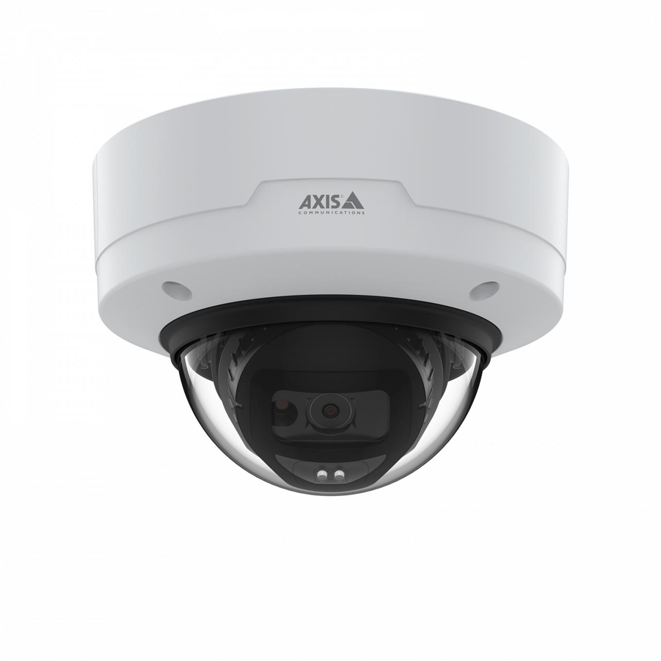 AXIS M3215-LVE in black and white, mounted in the celing