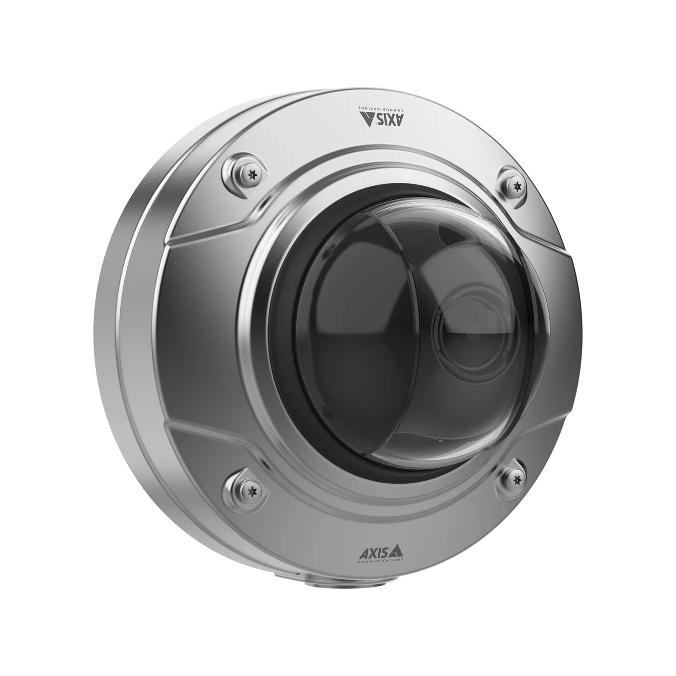 AXIS Q3538-SLVE mounted to wall, right angle.