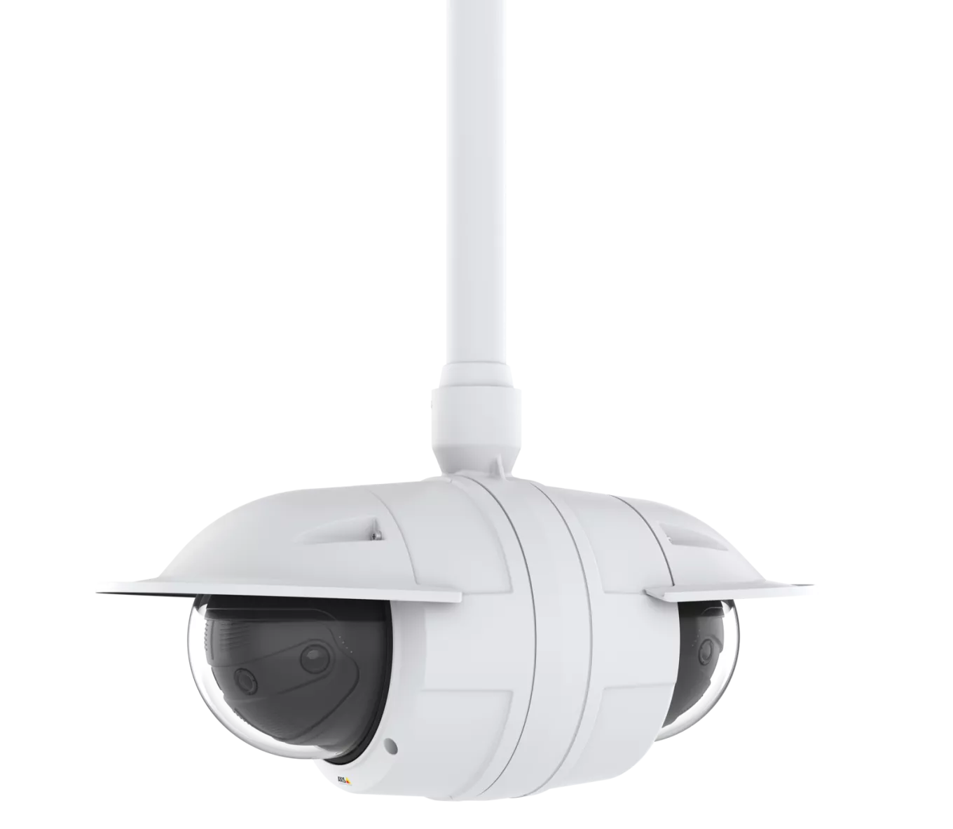 Two surveillance cameras mounted back-to-back for full coverage surveillance