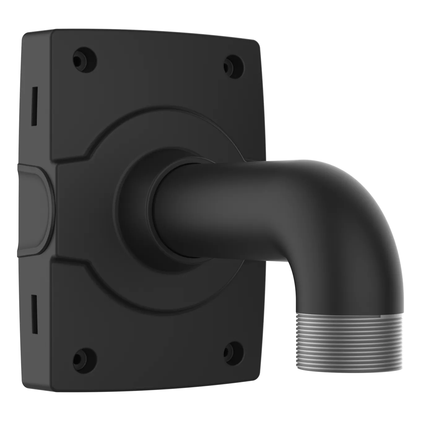 Wall Mount Black 1.5” NPS is compatible with Axis fixed dome pendant kits and ACI ¾″ conduit adapters.