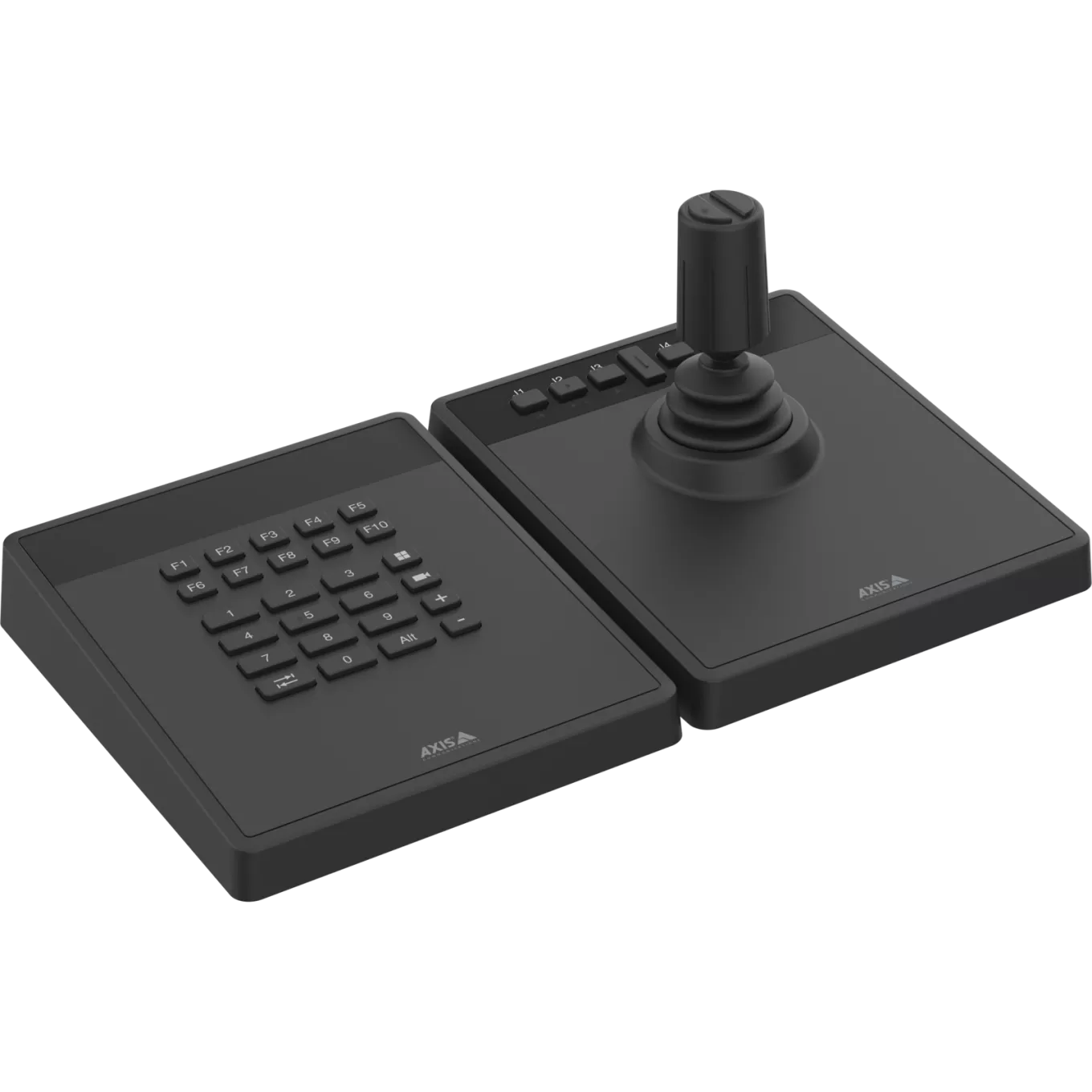 AXIS TU9001 Control Board per la gestione professionale delle telecamere e dei video, tastiera e joystick affiancati, nessun testo su display LCD