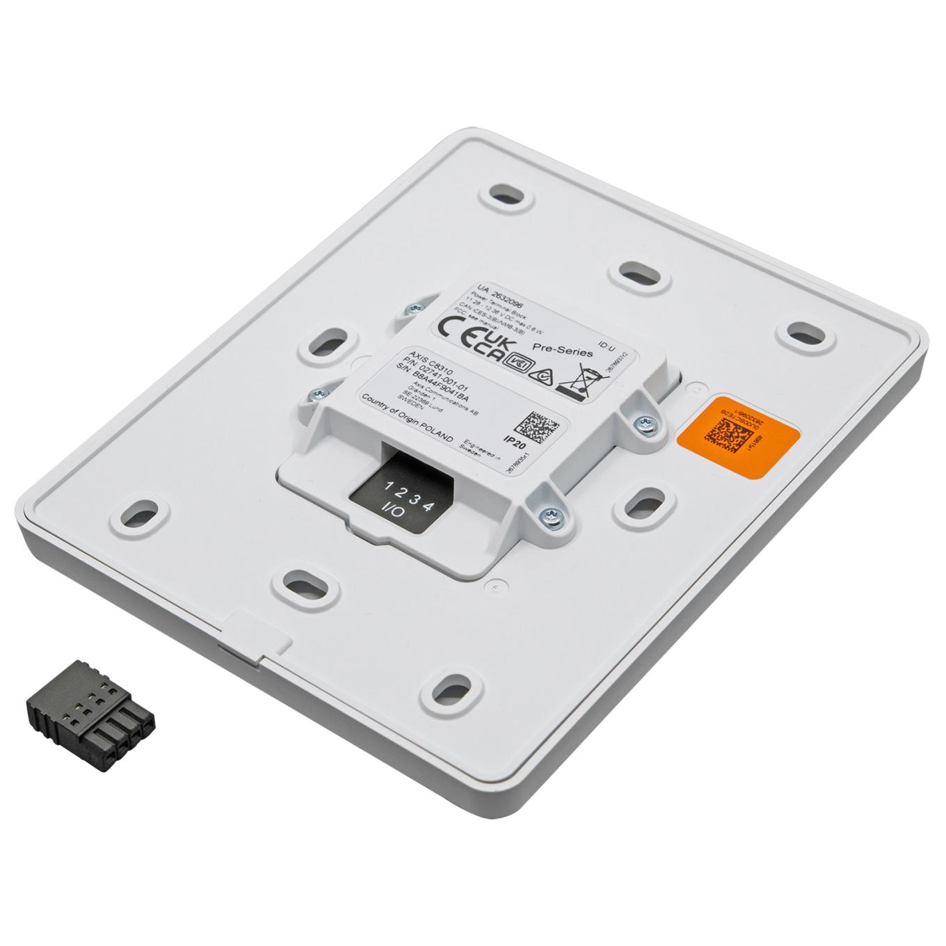 White volume controller for wall mount. C8310 is viewed from its right.