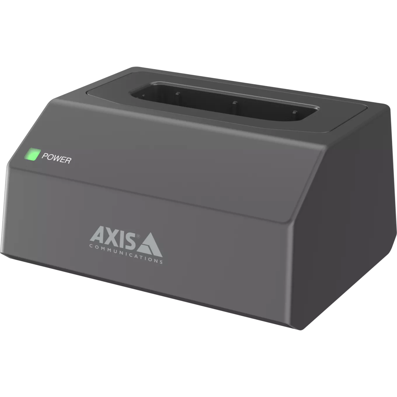AXIS W702 Docking Station 1-bay, in black color, viewed from its left angle