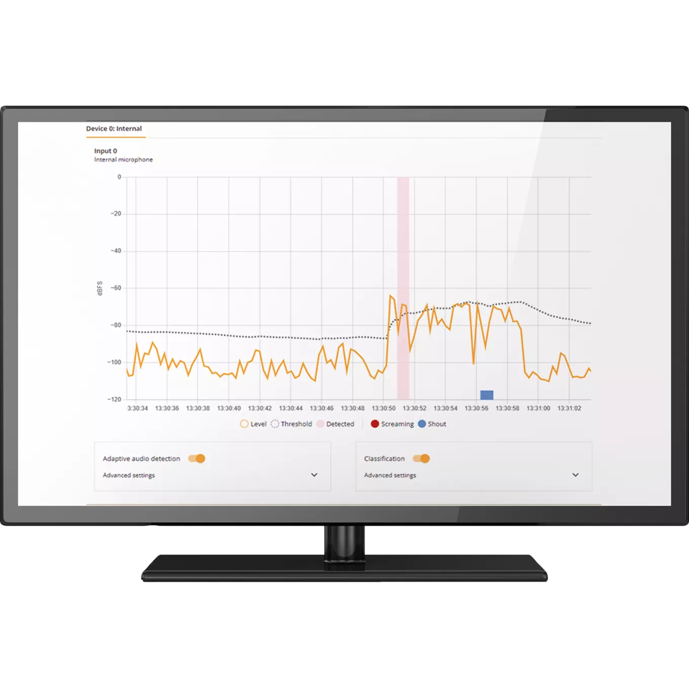 desktop screen of AXIS Audio Analytics