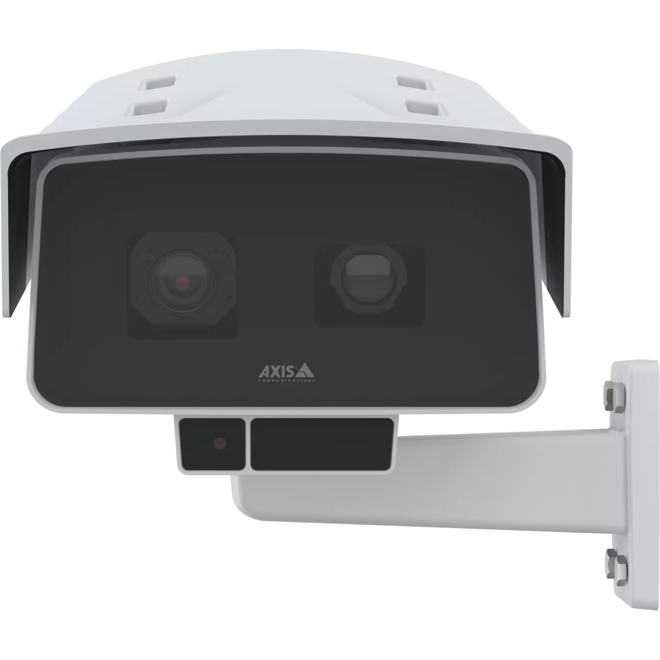Box camera looking straight ahead with white background