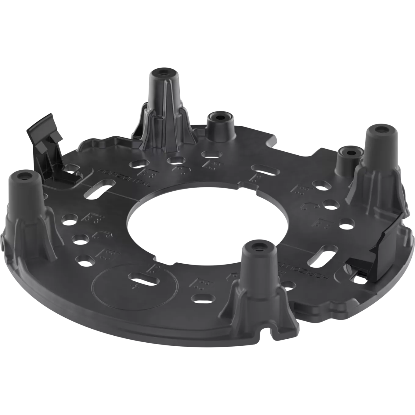 Black AXIS TP3006-E Mounting Bracket viewed from its left angle.
