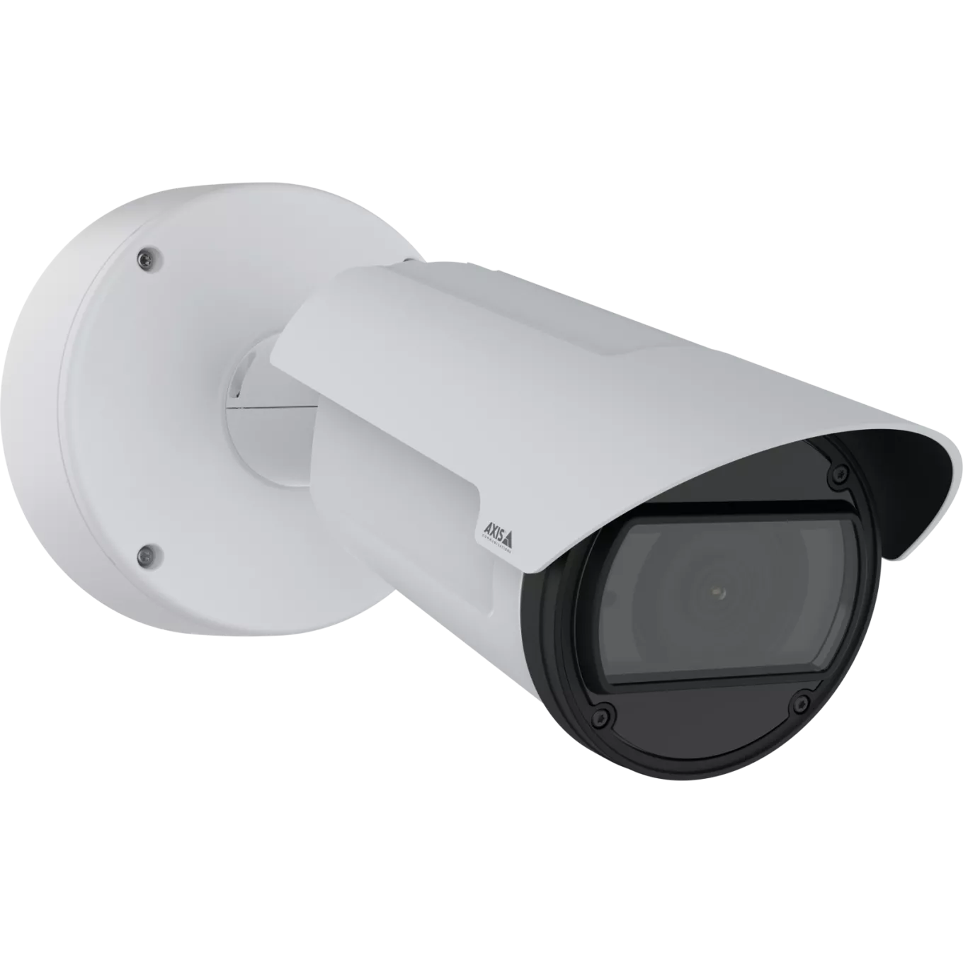 Bullet Camera in white, wall mounted with visible lens and IR illumination