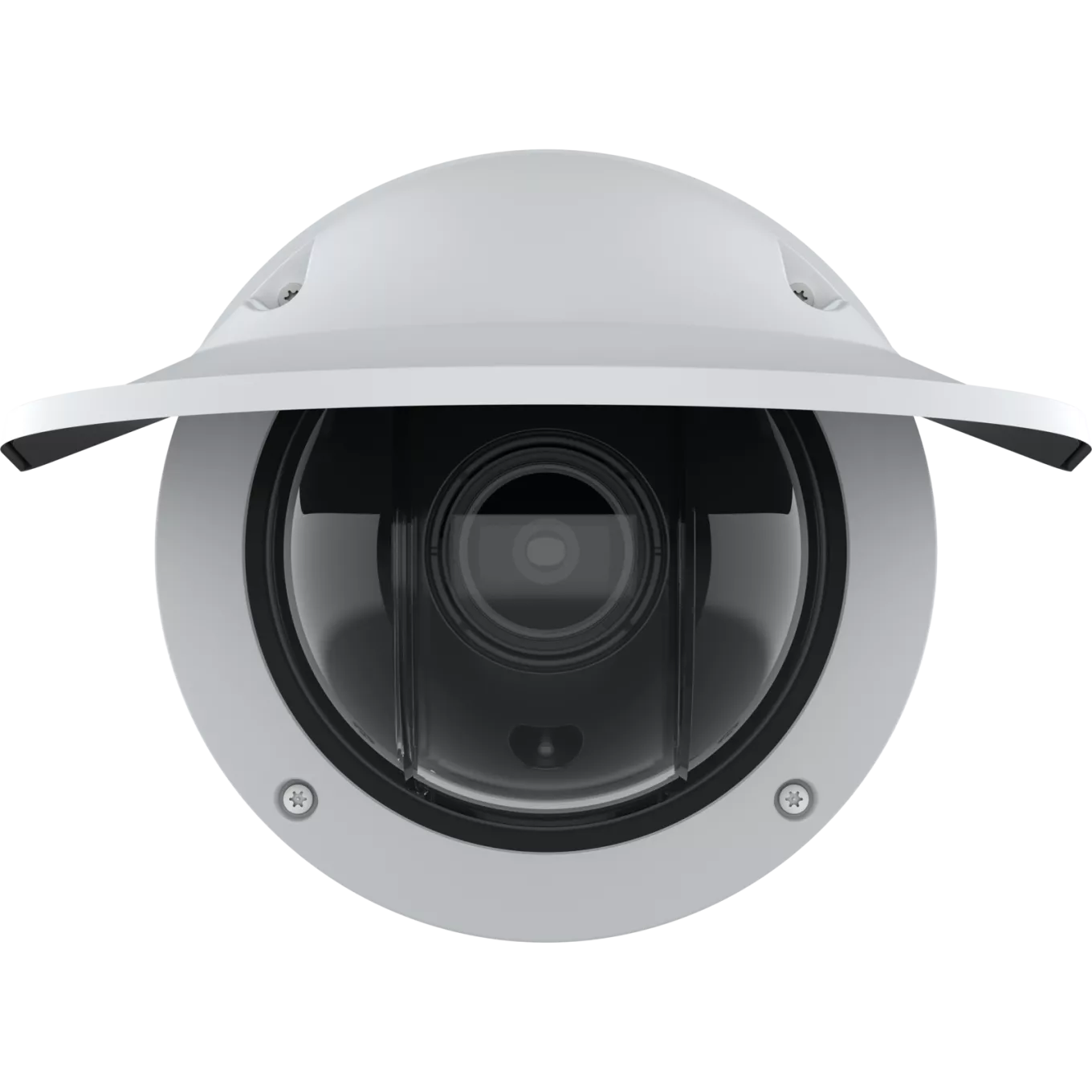 Outdoor 8MP dome security camera with IR and AI analytics. Viewed from the front 