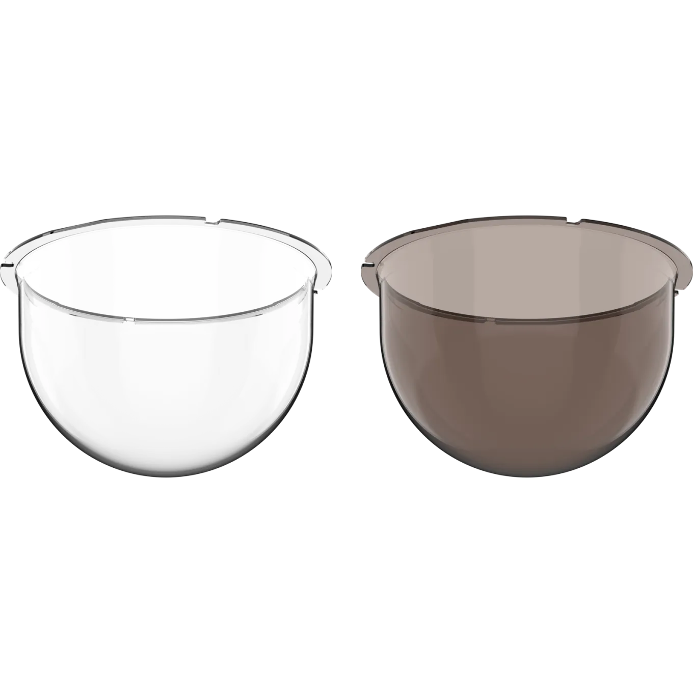 Clear and smoked AXIS TQ6817-E Hard-Coated Dome viewed from its front