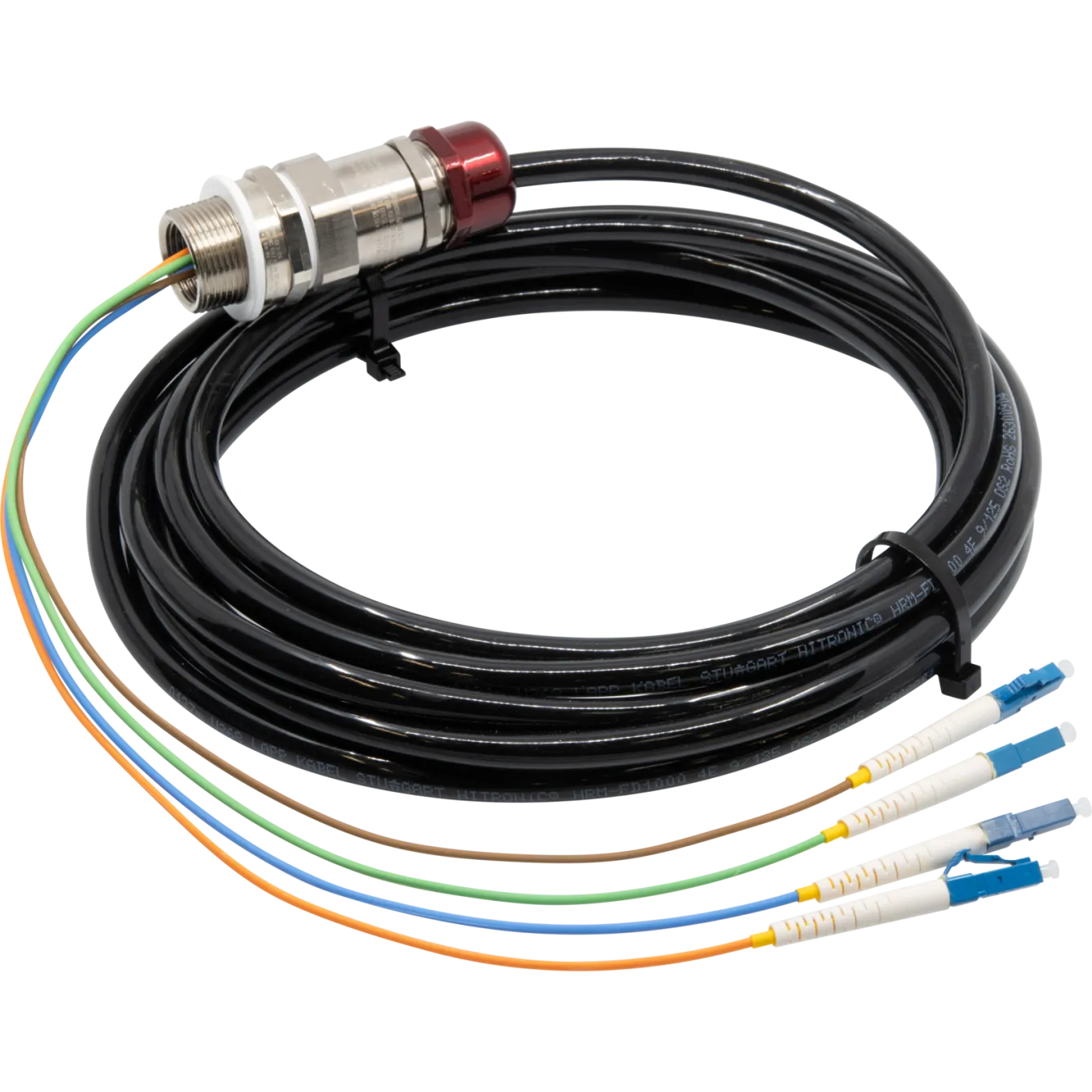 Black AXIS TX1204 Fiber Optic Cable Kit Single Mode viewed from its front angle.