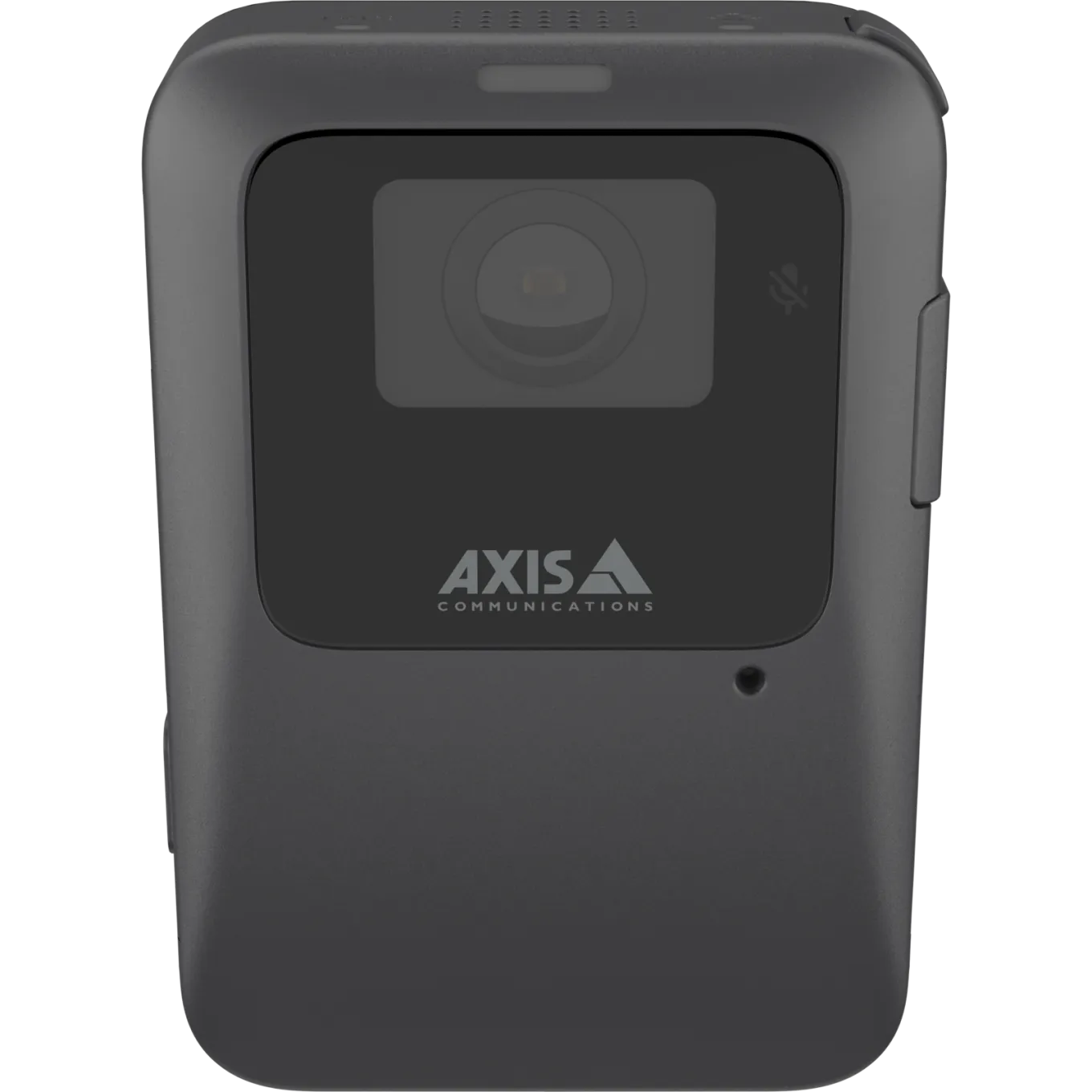 Gray AXIS W111 Body Worn Camera viewed from its front angle