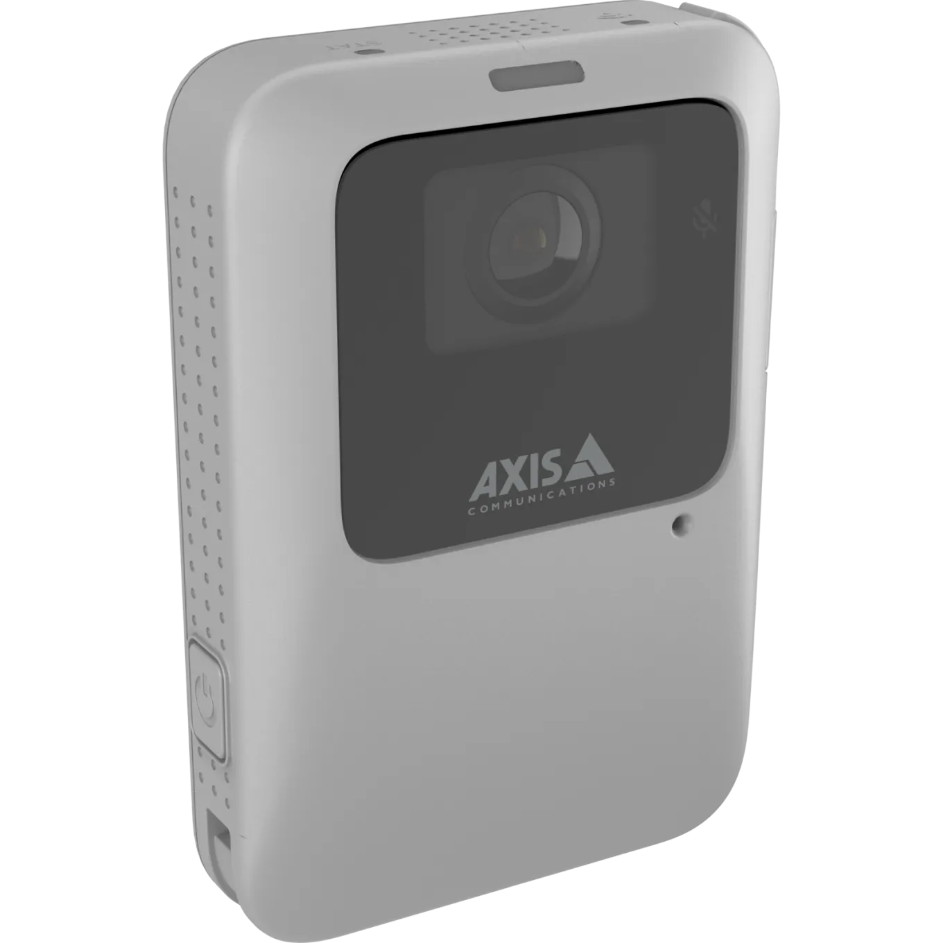 Gray AXIS W111 Body Worn Camera viewed from its right angle