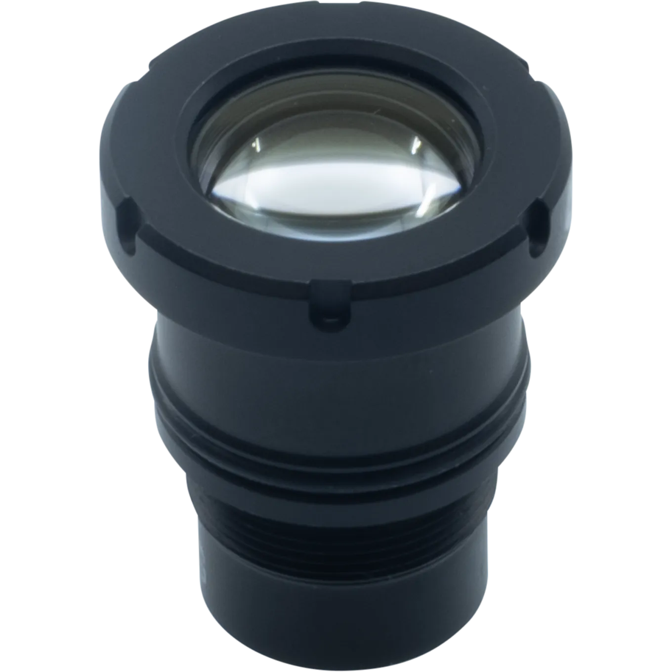 Black Lens M12 16 mm F1.8 IR viewed from its front