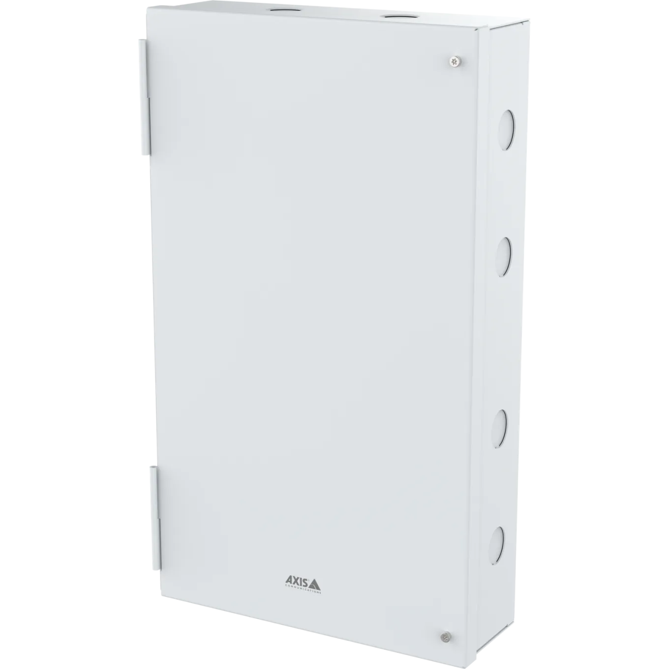 White AXIS TA9201 Wall Mount Enclosure viewed from its left angle.