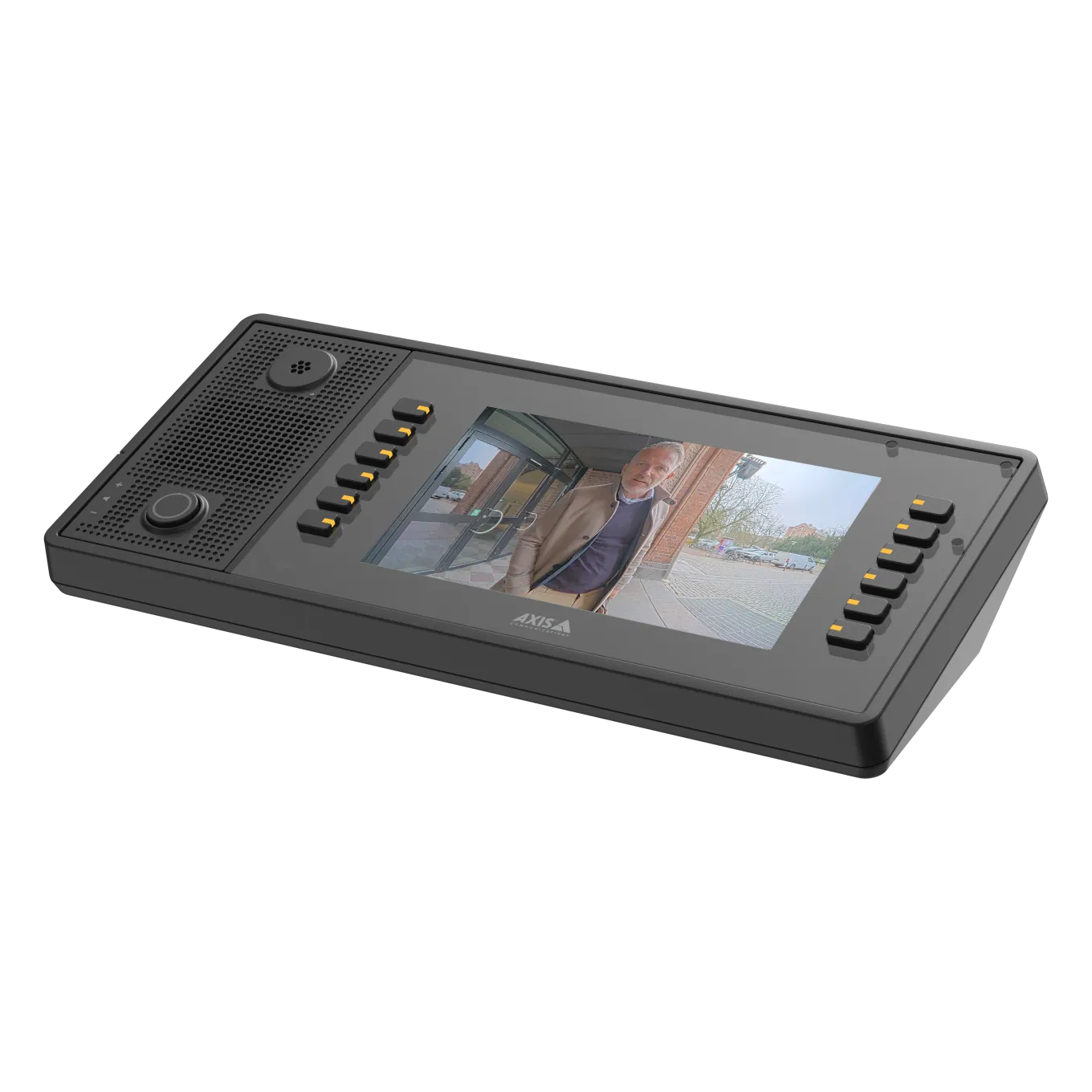 Black AXIS C6110 Network Paging Console video view from left