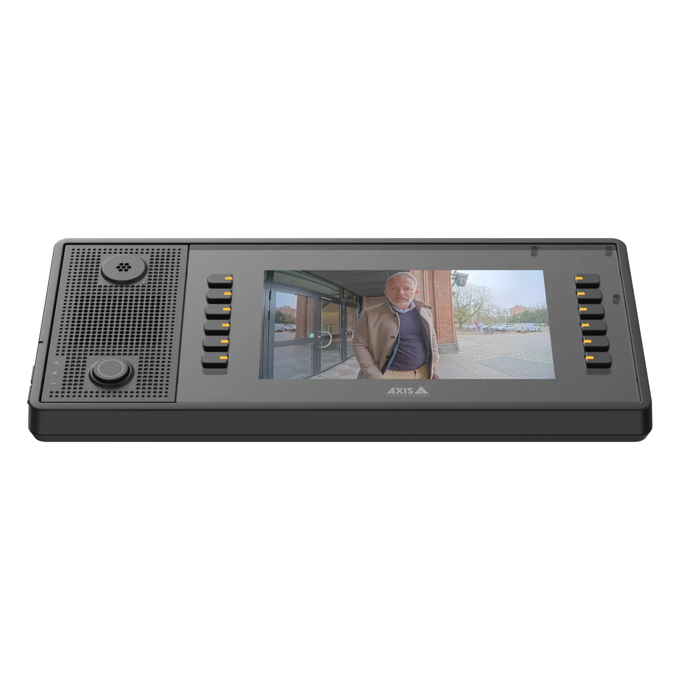 Black AXIS C6110 Network Paging Console video view from front