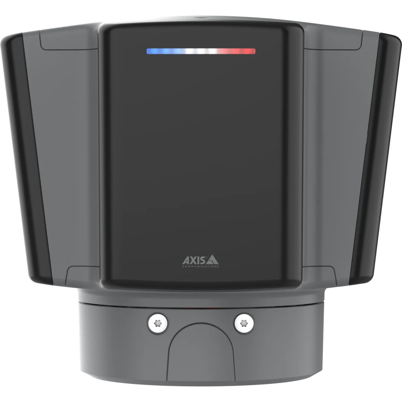 AXIS D2124-VE Radar en negro, visto desde la parte frontal con LED policial